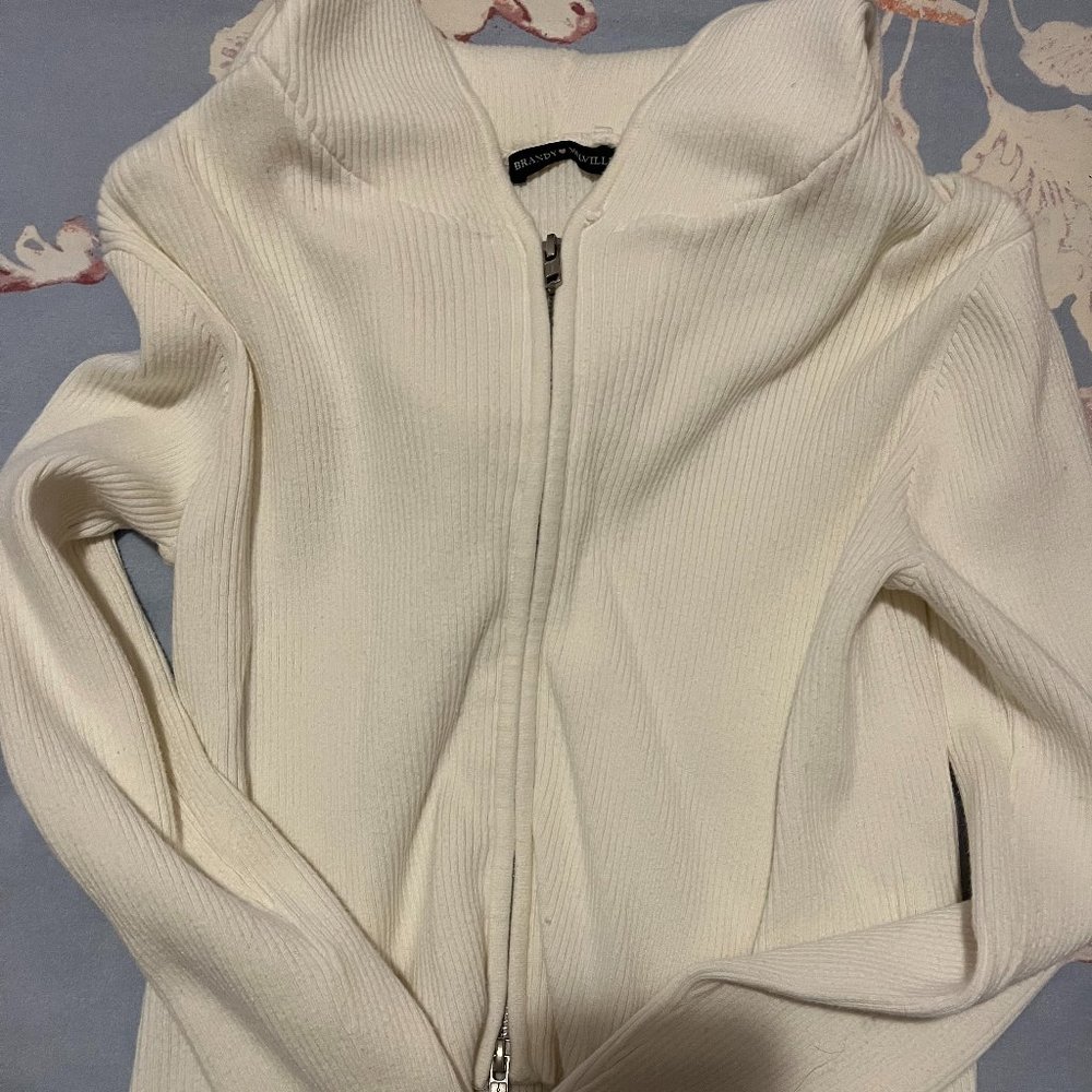 Brandy Melville Arden Crop Hoodie, White